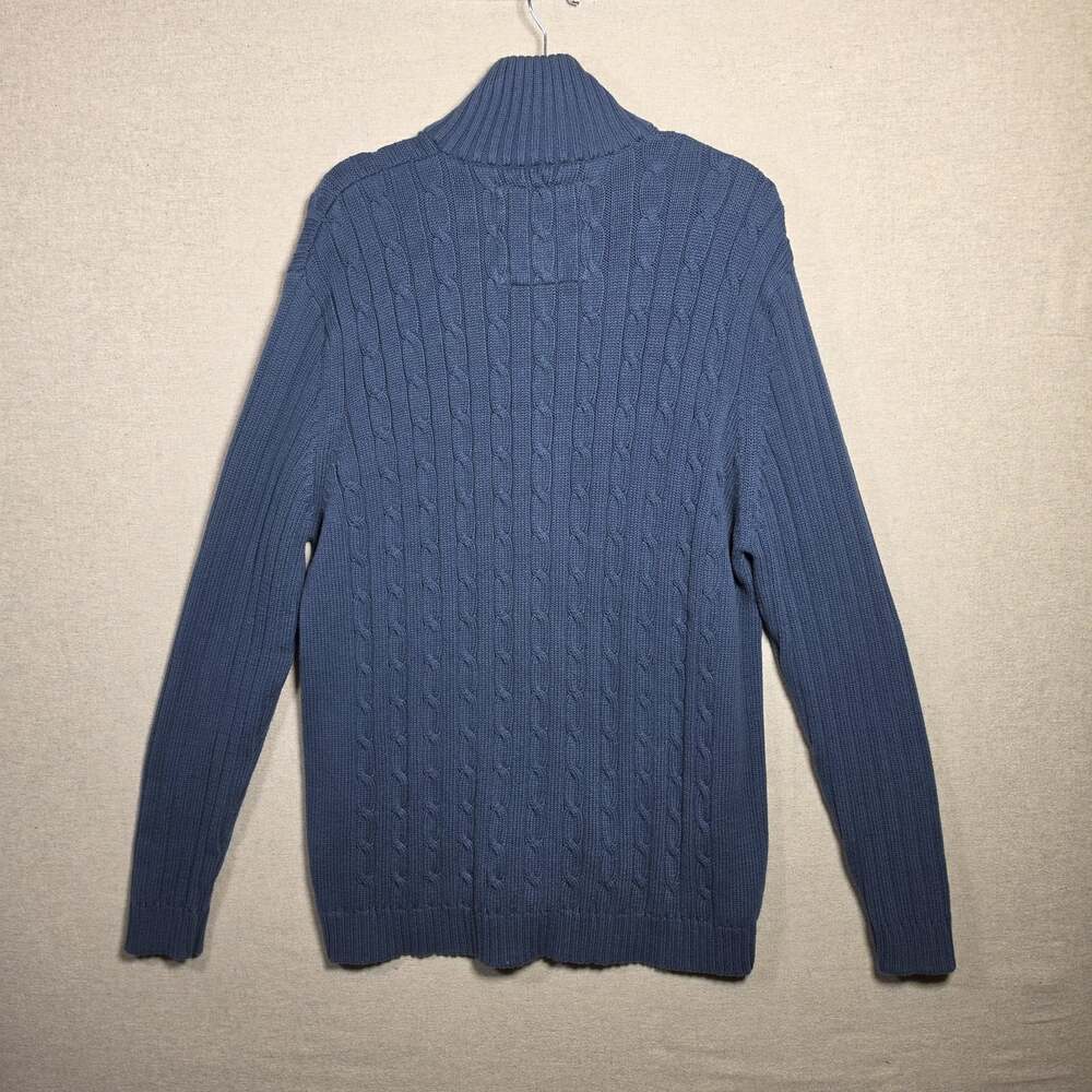 Company 81 Cable Knit Cardigan Mens XL 100% Cotton Full Zip Blue Fisherman - Picture 9 of 10